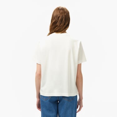  Kadın Loose Fit Bisiklet Yaka Beyaz T-Shirt