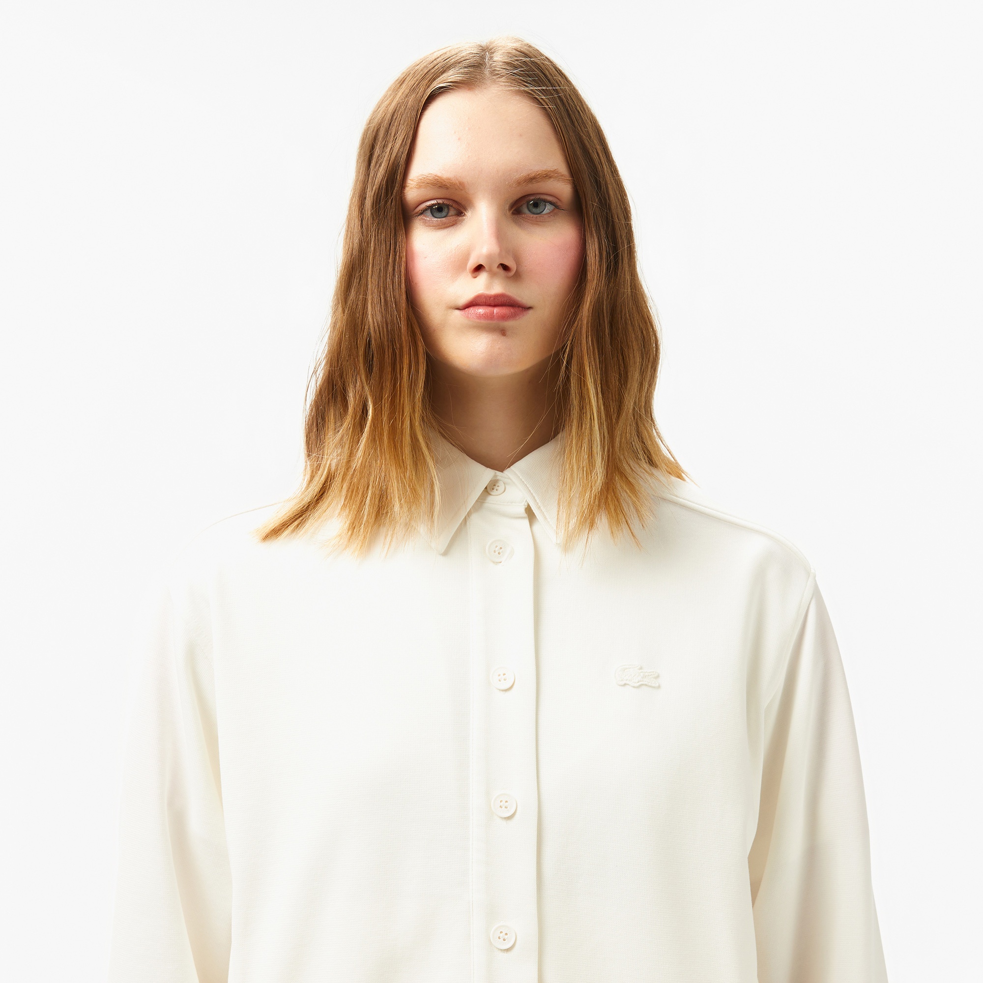 Lacoste Kadın Regular Fit Beyaz Gömlek