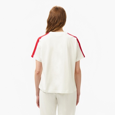  Lacoste Kadın Bisiklet Yaka Beyaz T-Shirt