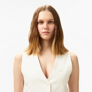  Kadın Slim Fit Beyaz Yelek