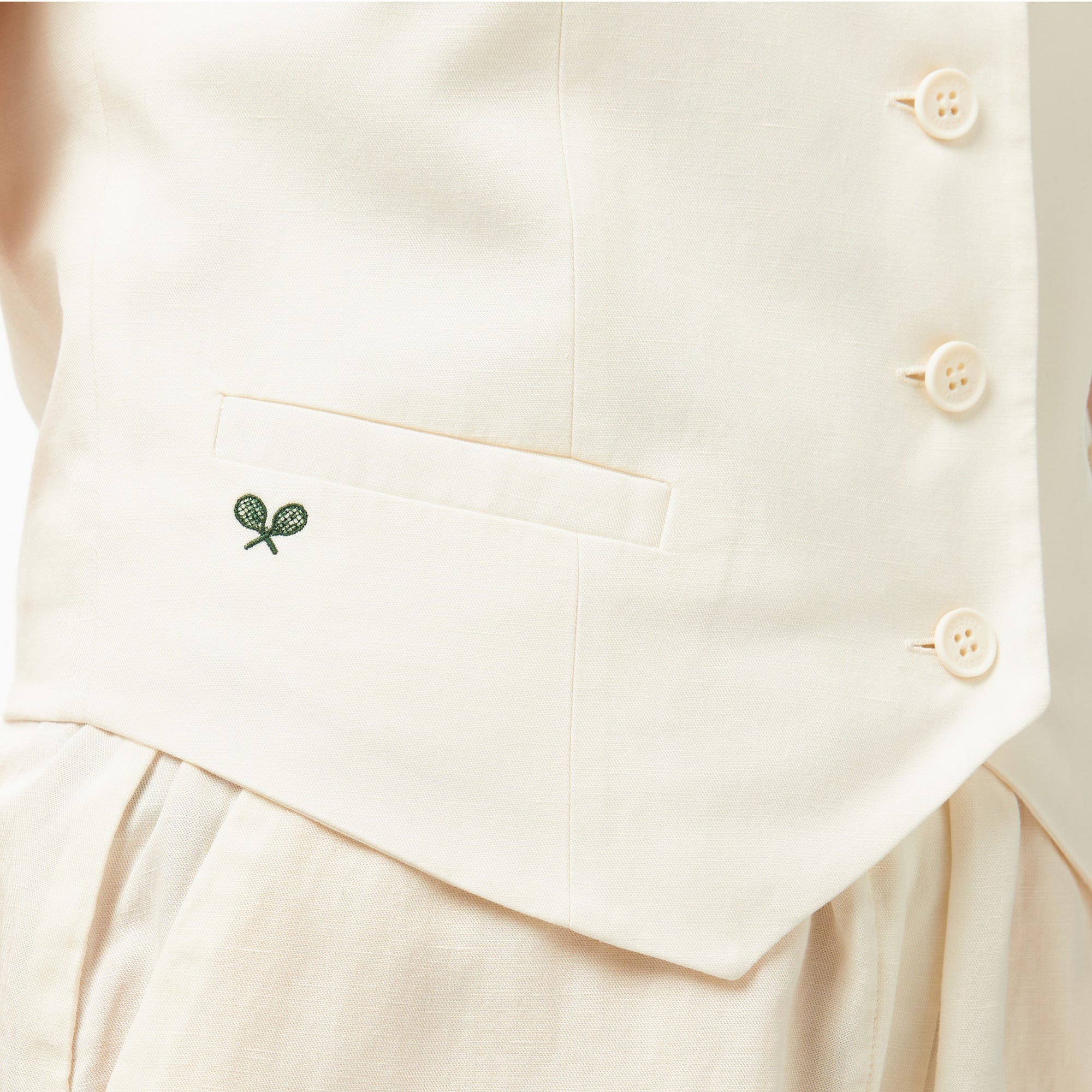 Lacoste Kadın Slim Fit Beyaz Yelek