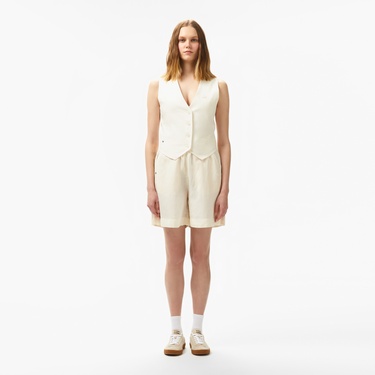  Kadın Slim Fit Beyaz Yelek