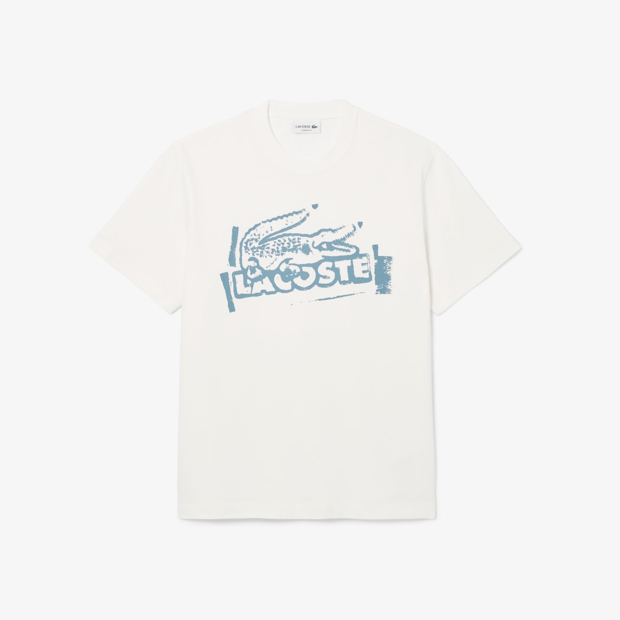 Lacoste Erkek Classic Fit Bisiklet Yaka Baskılı Bej T-Shirt