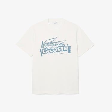  Lacoste Erkek Classic Fit Bisiklet Yaka Baskılı Bej T-Shirt