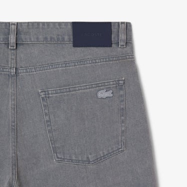  Erkek Straight Fit Denim Gri Bermuda Şort