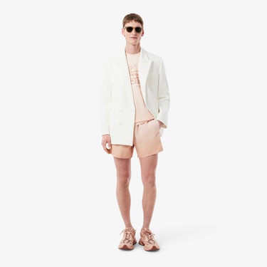  Lacoste Erkek Classic Fit Bisiklet Yaka Baskılı Bej T-Shirt