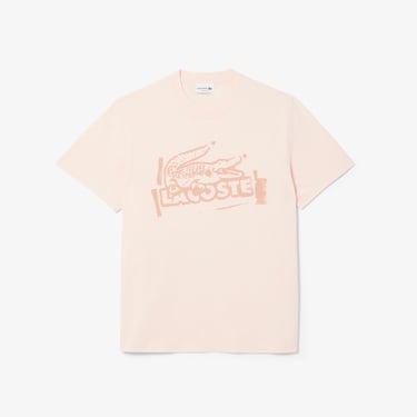  Lacoste Erkek Classic Fit Bisiklet Yaka Baskılı Bej T-Shirt