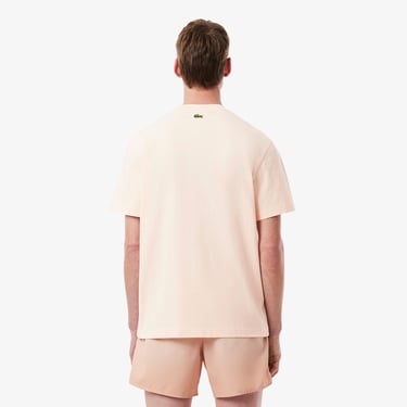  Lacoste Erkek Classic Fit Bisiklet Yaka Baskılı Bej T-Shirt