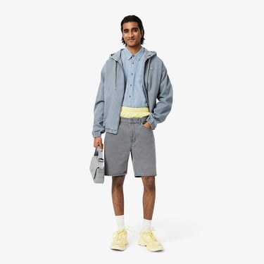  Erkek Straight Fit Denim Gri Bermuda Şort