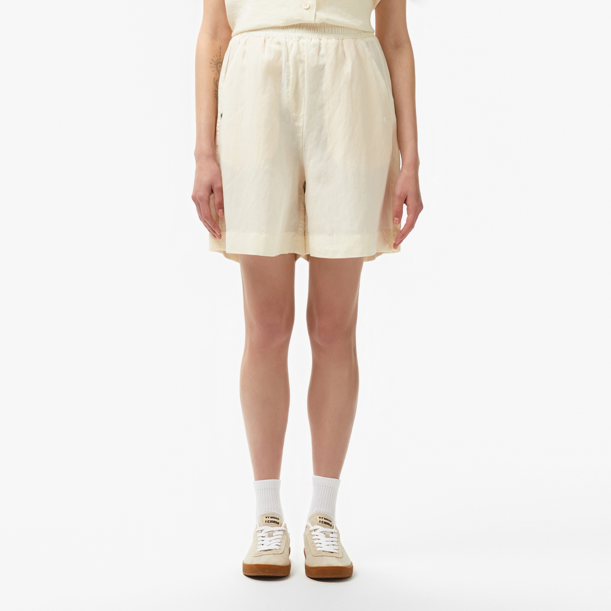 Lacoste Kadın Regular Fit Beyaz Bermuda Şort