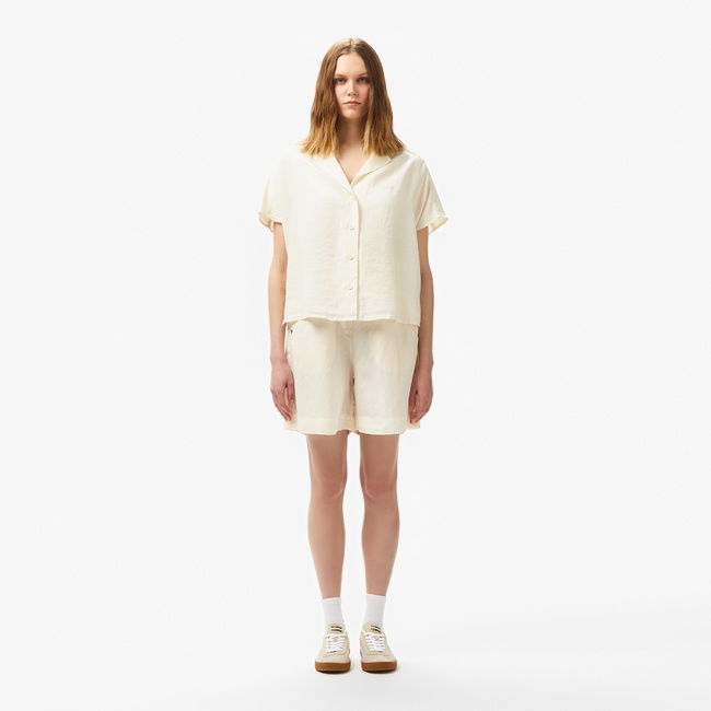  Kadın Regular Fit Beyaz Bermuda Şort