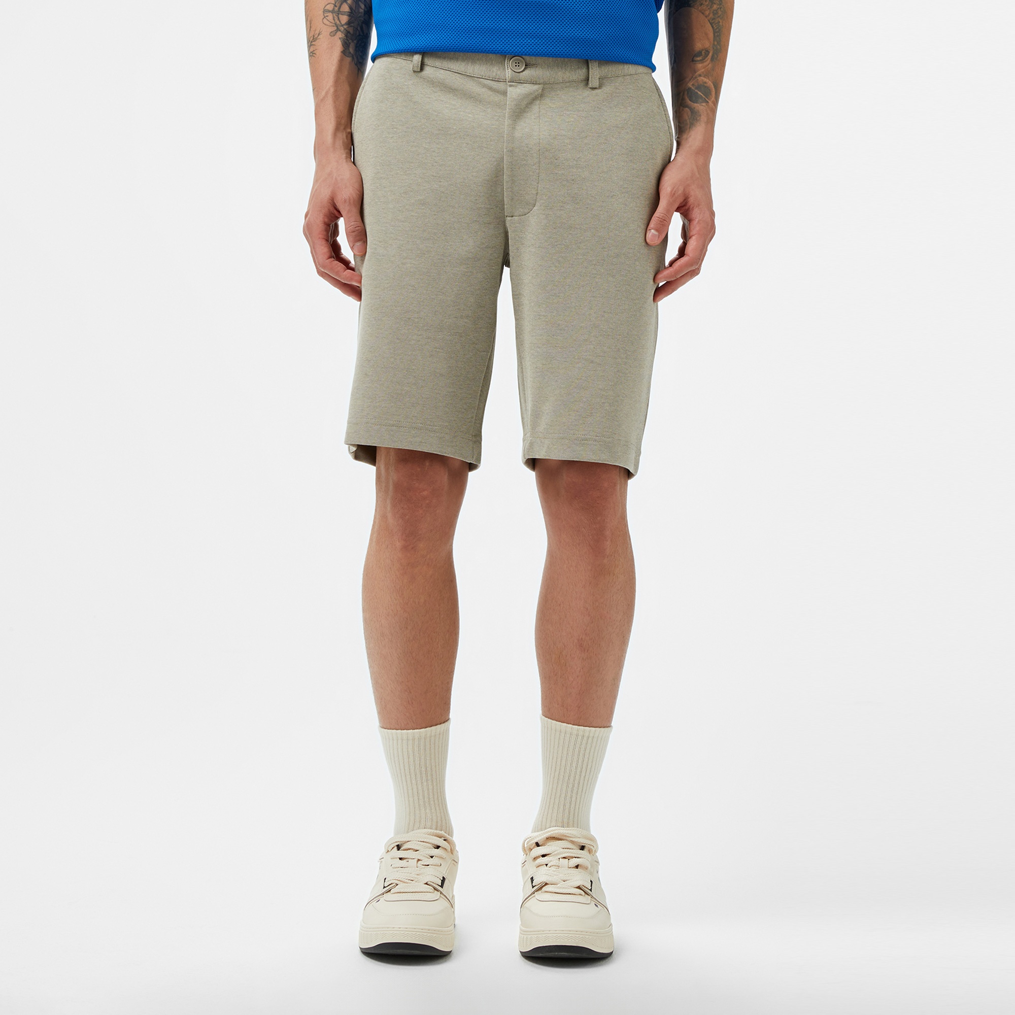 Erkek Tapered Fit Bej Bermuda Şort