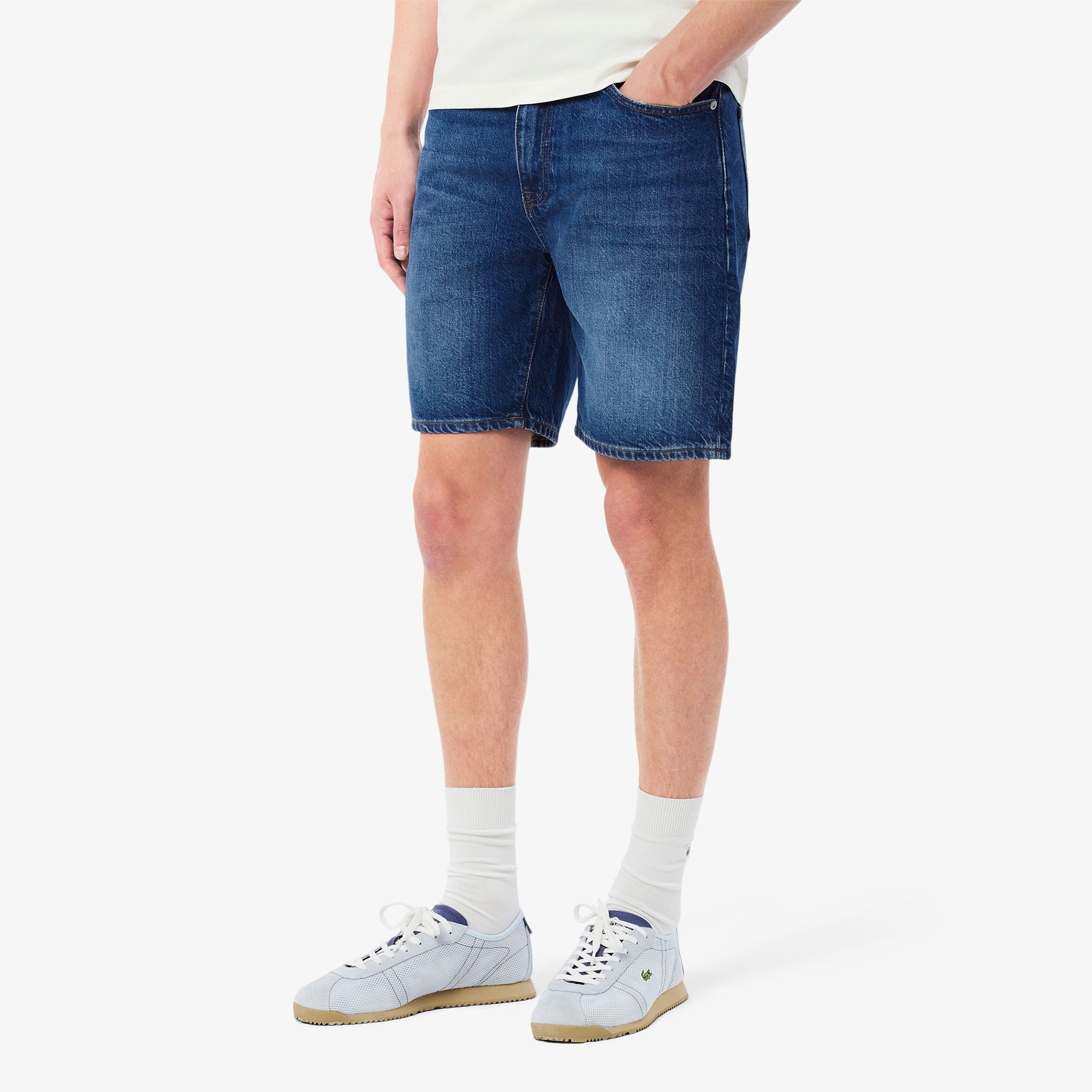 Lacoste Erkek Straight Fit Denim Koyu Mavi Bermuda Şort