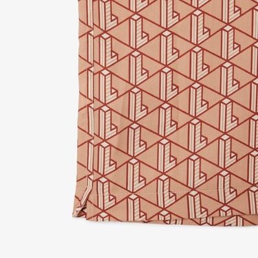  Lacoste Erkek Relaxed Fit Kısa Kollu Monogram Bej Gömlek
