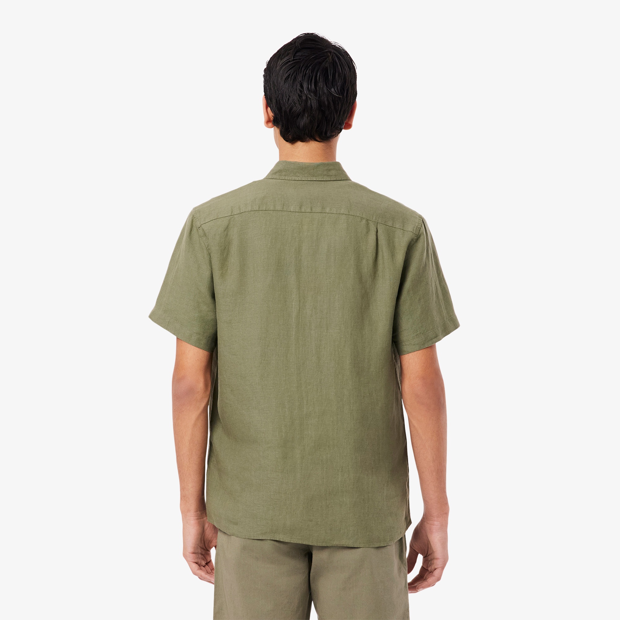 Lacoste Erkek Regular Fit Kısa Kollu Düğmeli Yaka Keten Haki Gömlek