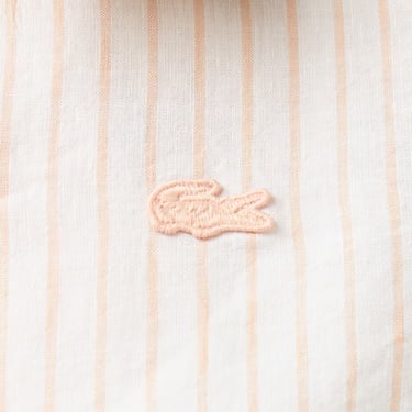  Kadın Relaxed Fit Çizgili Keten Açık Pembe Gömlek