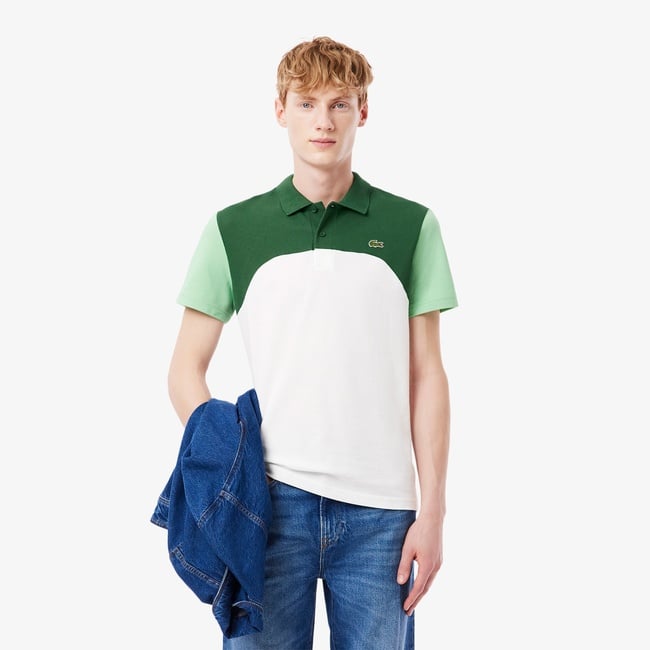  Lacoste Erkek Regular Fit Renk Bloklu Beyaz Polo