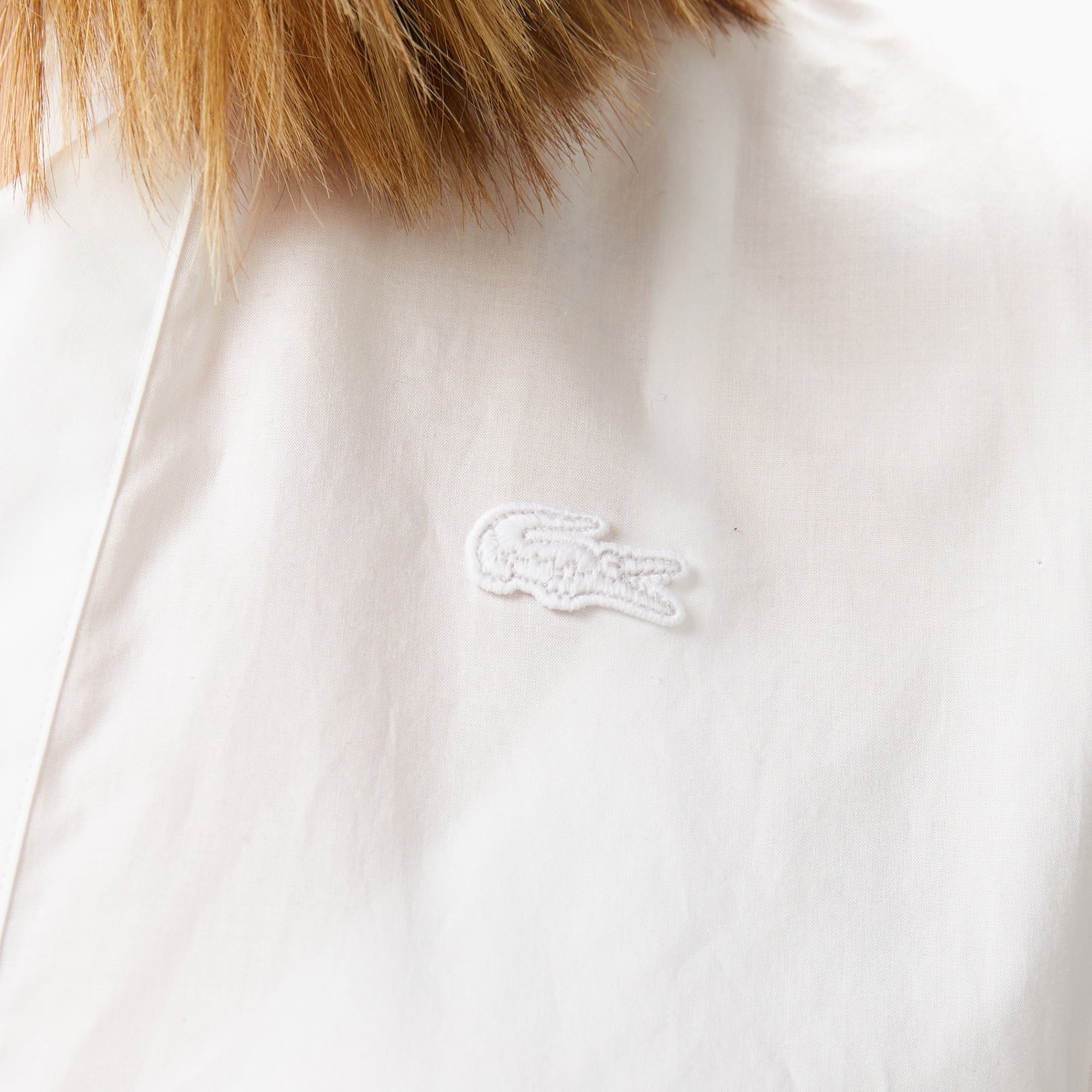 Lacoste Kadın Relaxed Fit Yarım Kol Hakim Yaka Beyaz Gömlek