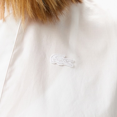  Lacoste Kadın Relaxed Fit Yarım Kol Hakim Yaka Beyaz Gömlek