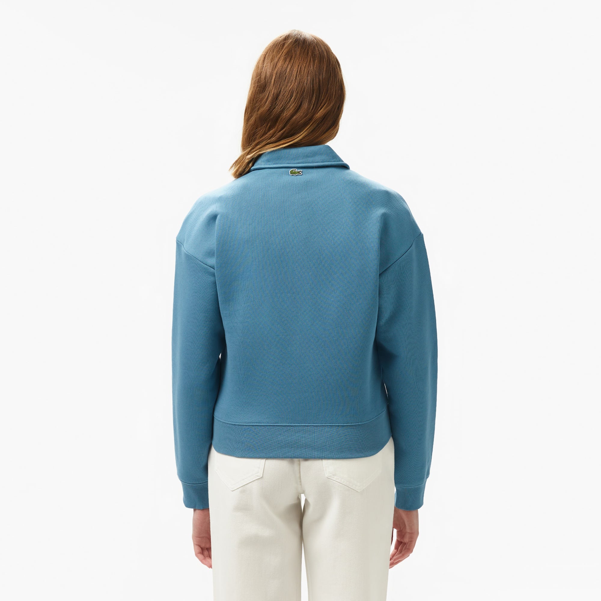 Lacoste Kadın Relaxed Fit Polo Yaka Mavi Sweatshirt