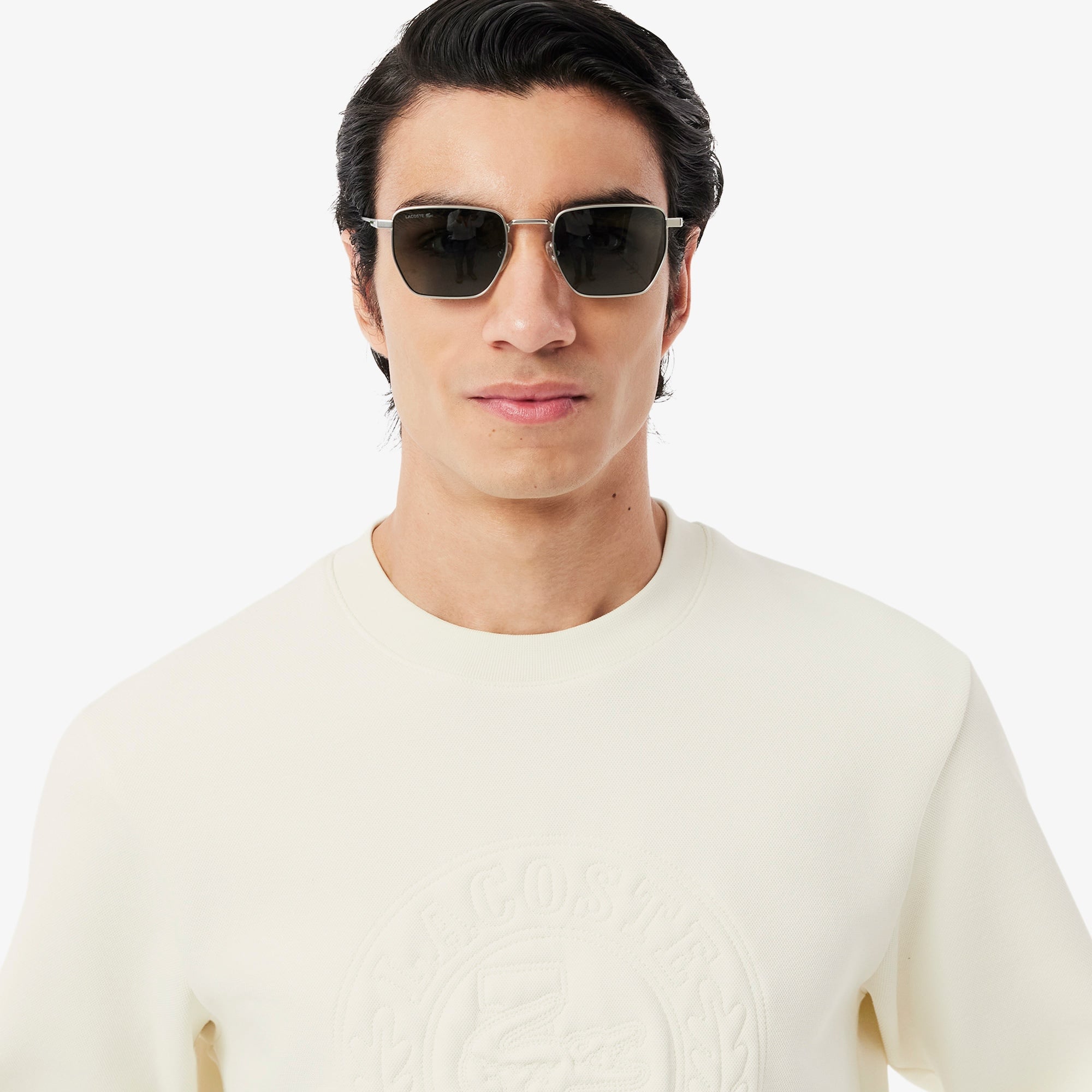 Lacoste Erkek Classic Fit Bisiklet Yaka Beyaz Sweatshirt