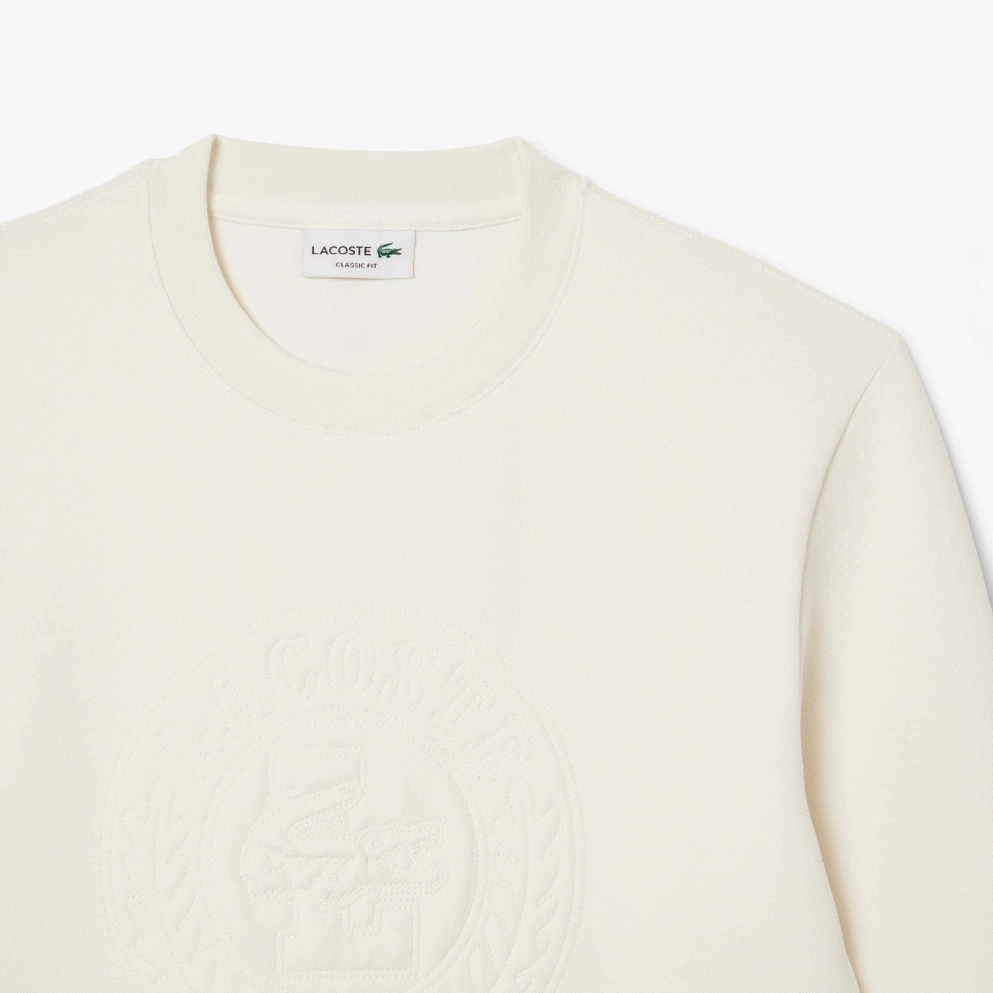 Lacoste Erkek Classic Fit Bisiklet Yaka Beyaz Sweatshirt