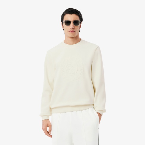  Lacoste Erkek Classic Fit Bisiklet Yaka Beyaz Sweatshirt