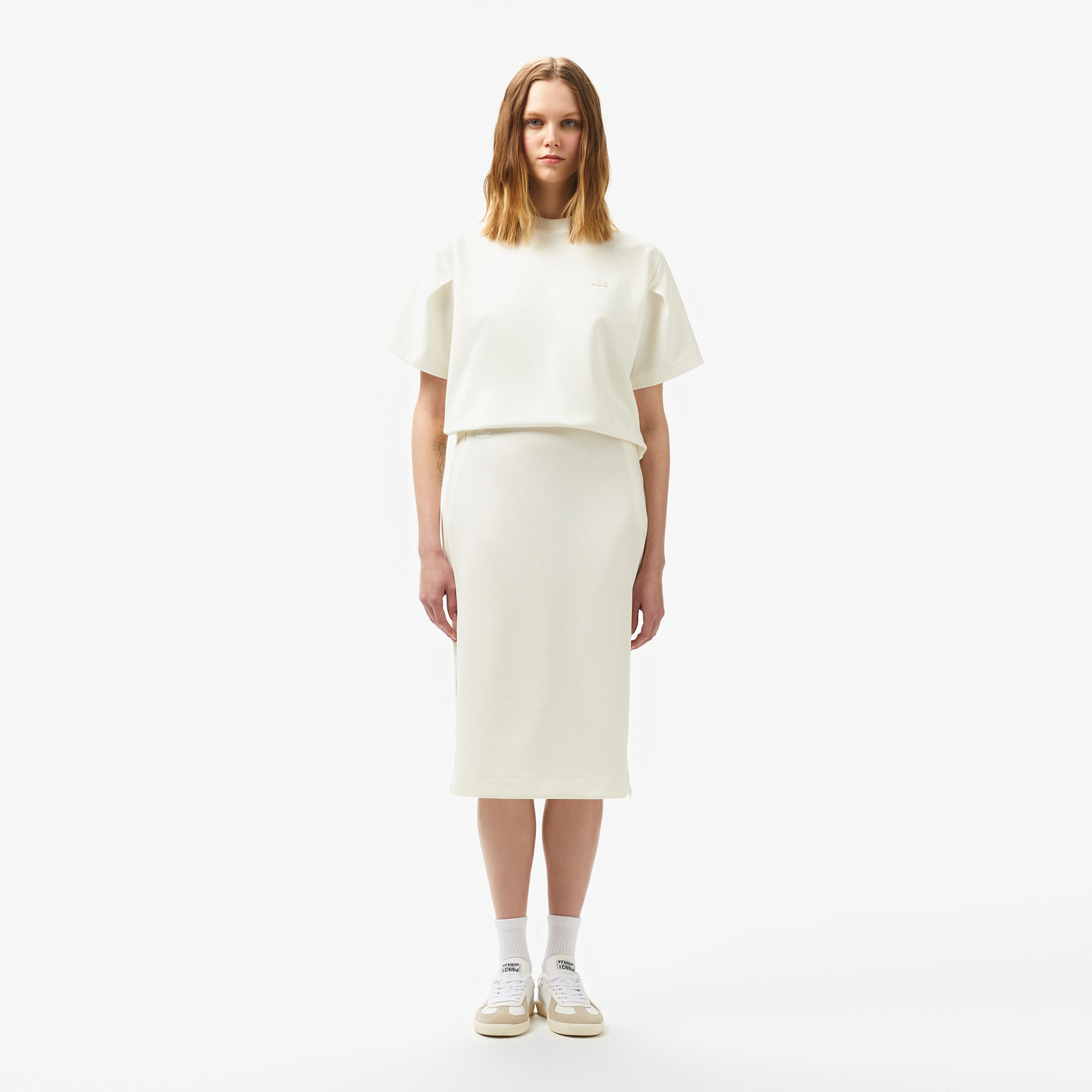  Kadın Straight Fit Beyaz Etek