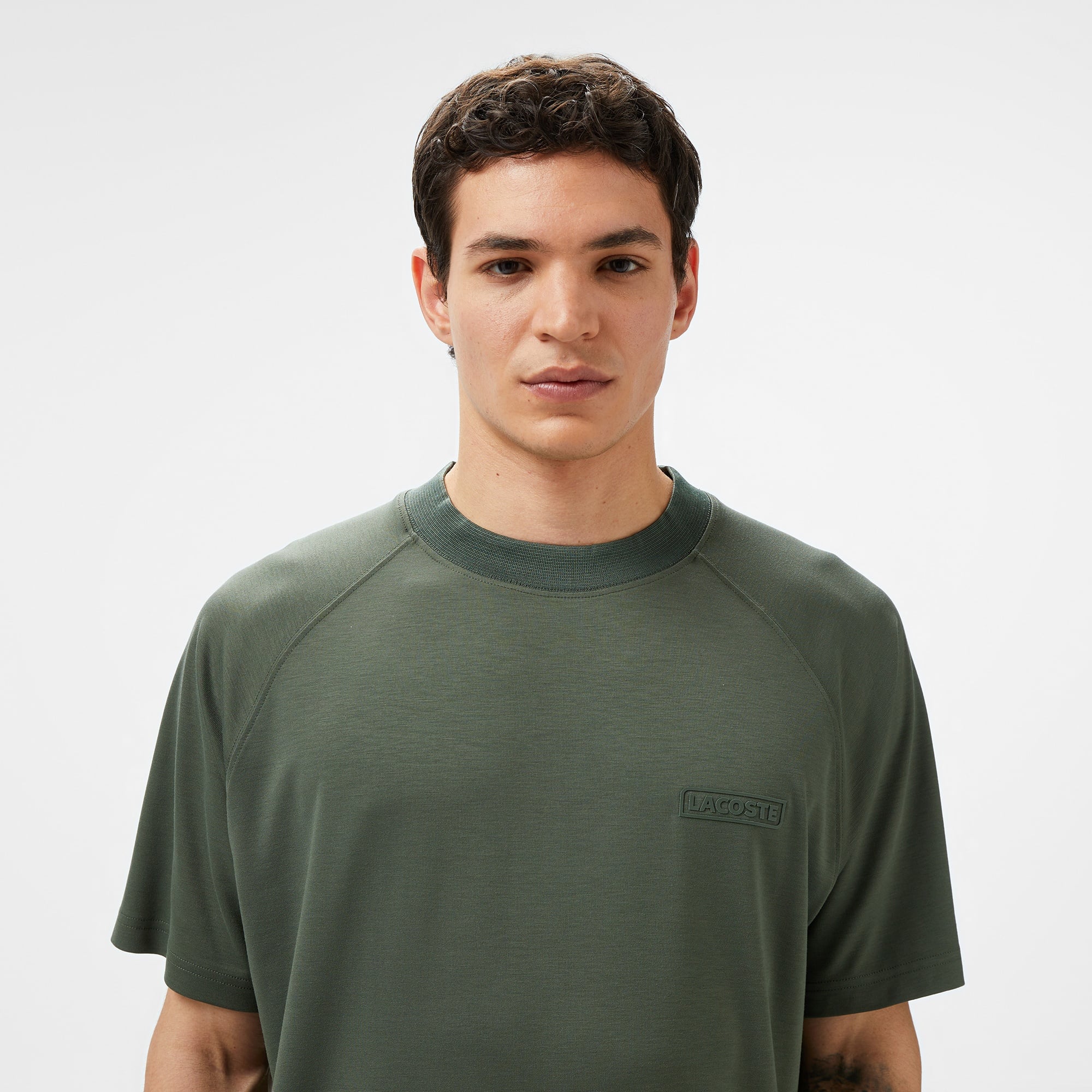 Lacoste Erkek Oversize Fit Bisiklet Yaka Koyu Yeşil T-Shirt