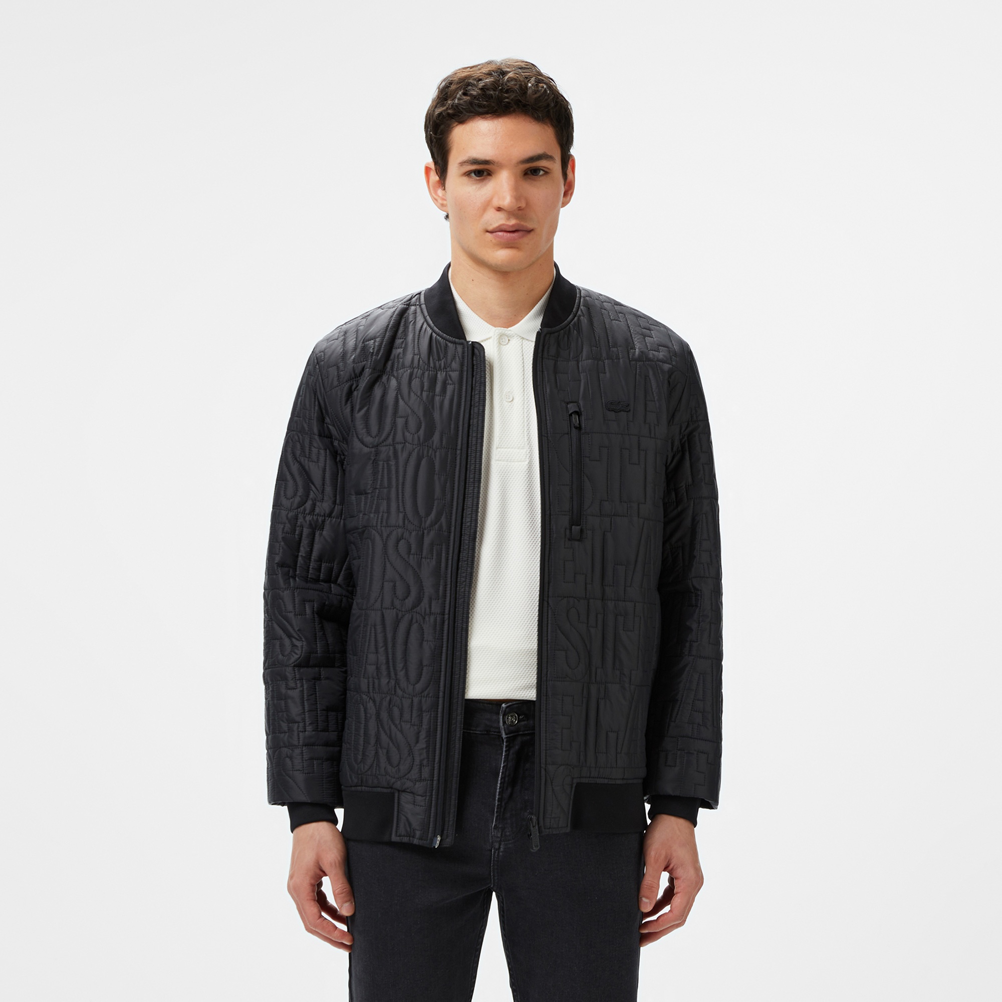 Erkek Regular Fit Dik Yaka Kapitone Siyah Mont