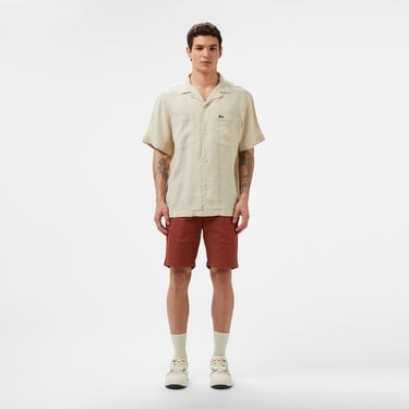  Lacoste Erkek Relaxed Fit Kısa Kollu Bej Gömlek