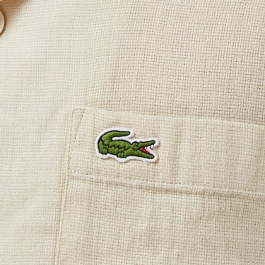  Lacoste Erkek Relaxed Fit Kısa Kollu Bej Gömlek