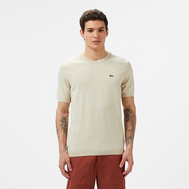  Lacoste Erkek Regular Fit Bej Triko