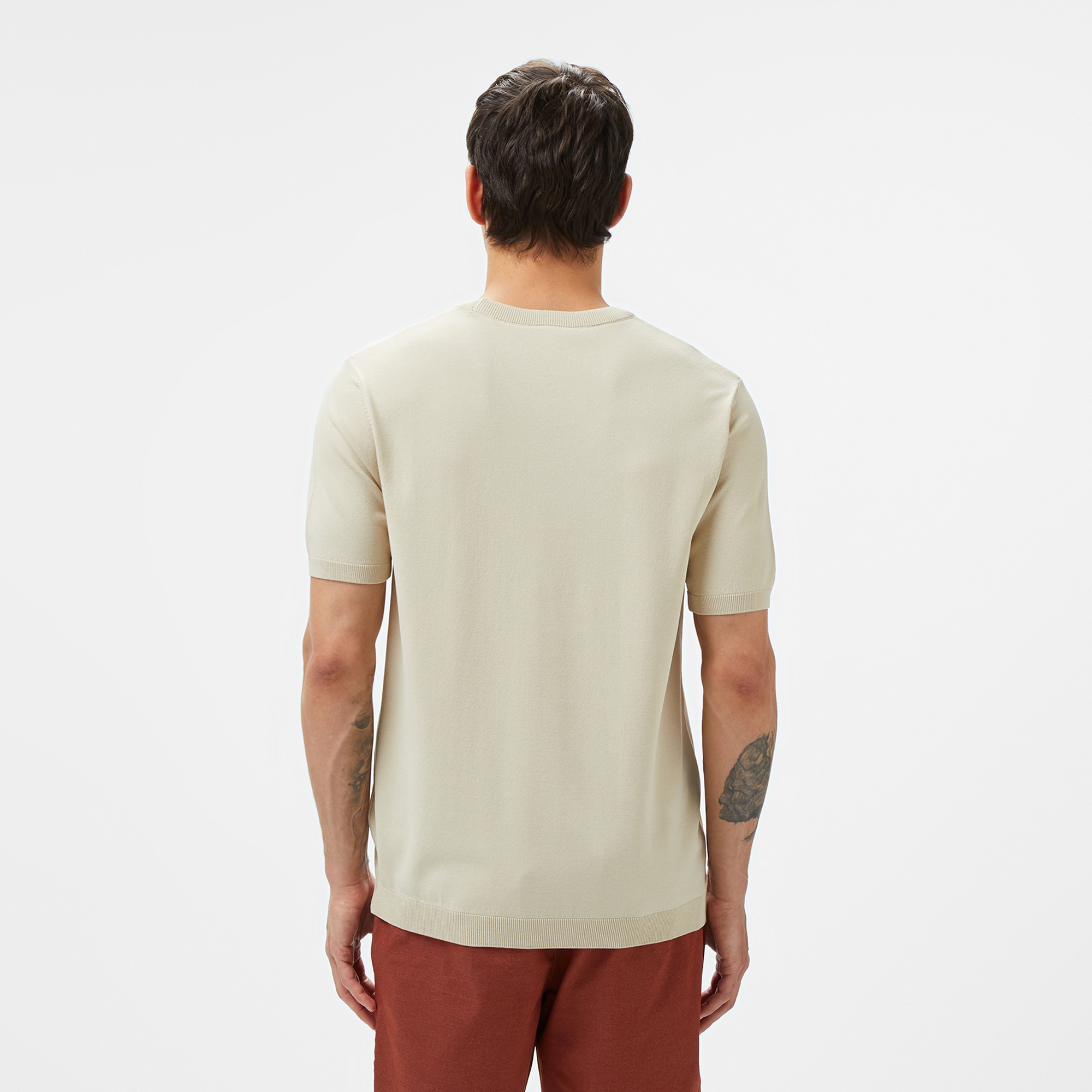 Erkek Regular Fit Bej Triko