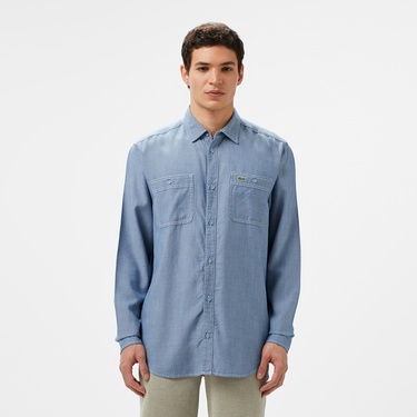  Lacoste Erkek Regular Fit Liyosel Mavi Gömlek