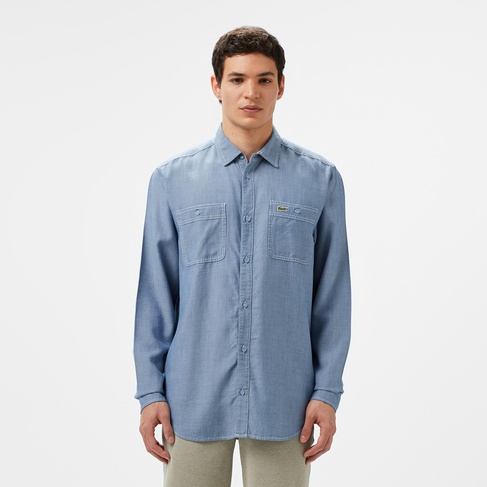  Lacoste Erkek Regular Fit Liyosel Mavi Gömlek