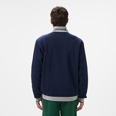  Lacoste Erkek Regular Fit Renk Bloklu Fermuarlı Lacivert Sweatshirt