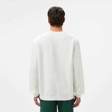  Lacoste Erkek Classic Fit Bisiklet Yaka Baskılı Beyaz Sweatshirt