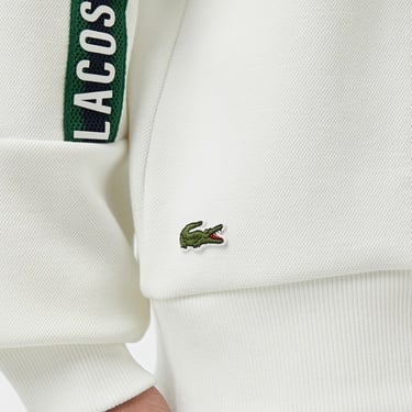  Lacoste Erkek Classic Fit Bisiklet Yaka Baskılı Beyaz Sweatshirt
