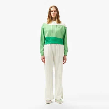  Lacoste Kadın Kapüşonlu Renk Bloklu Açık Yeşil Sweatshirt