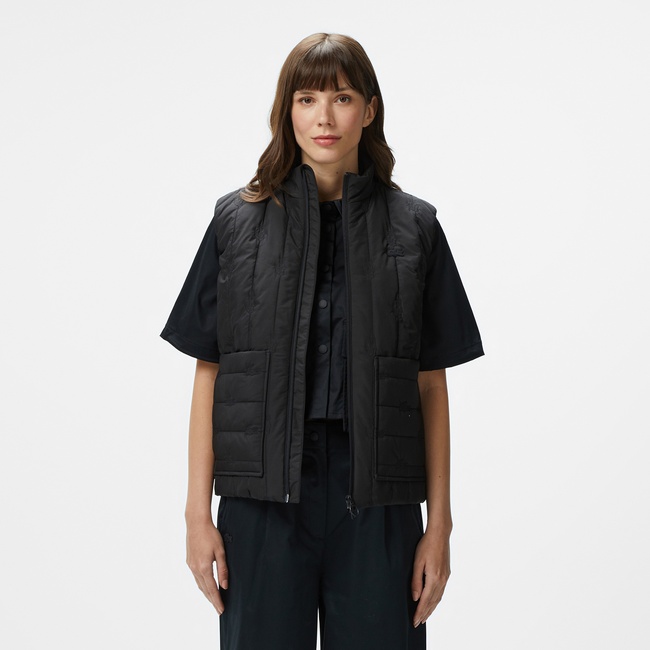  Kadın Regular Fit Dik Yaka Kapitone Siyah Yelek