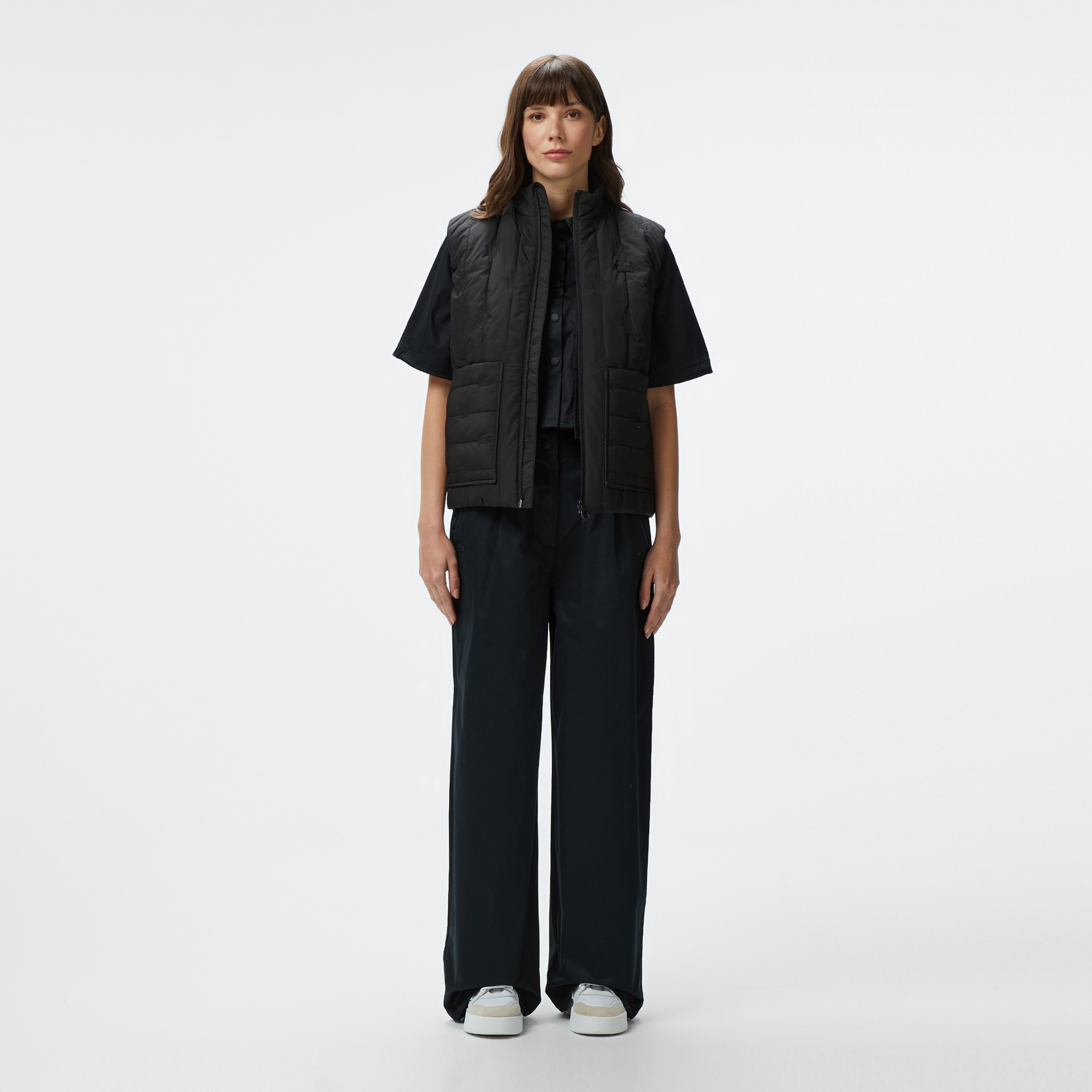 Lacoste Kadın Regular Fit Dik Yaka Kapitone Siyah Yelek