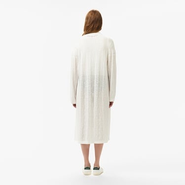  Kadın Relaxed Fit Desenli Beyaz Hırka