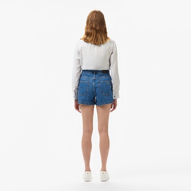  Kadın Regular Fit Denim Koyu Mavi Şort