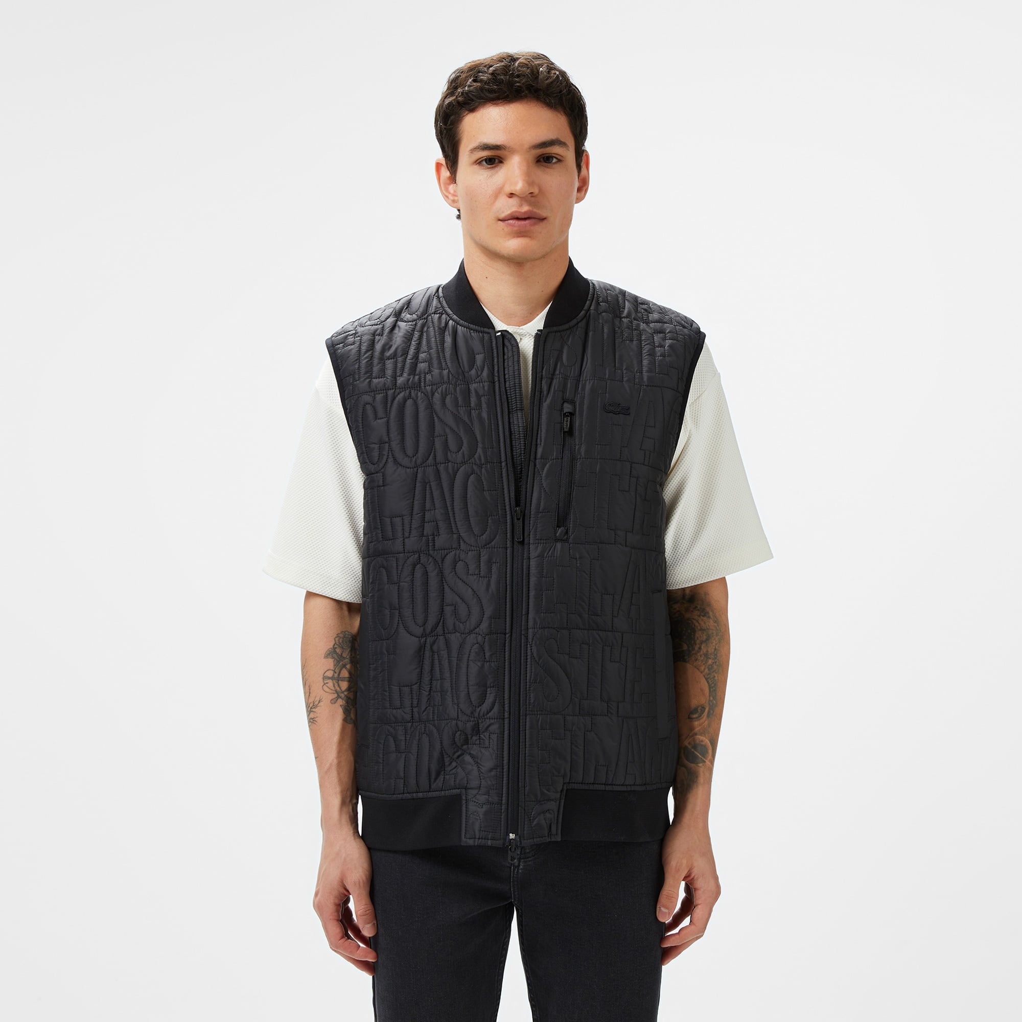 Lacoste Erkek Regular Fit Dik Yaka Kapitone Siyah Yelek