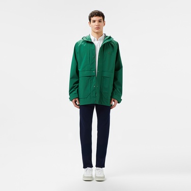  Erkek Regular Fit Kapüşonlu Yeşil Yağmurluk