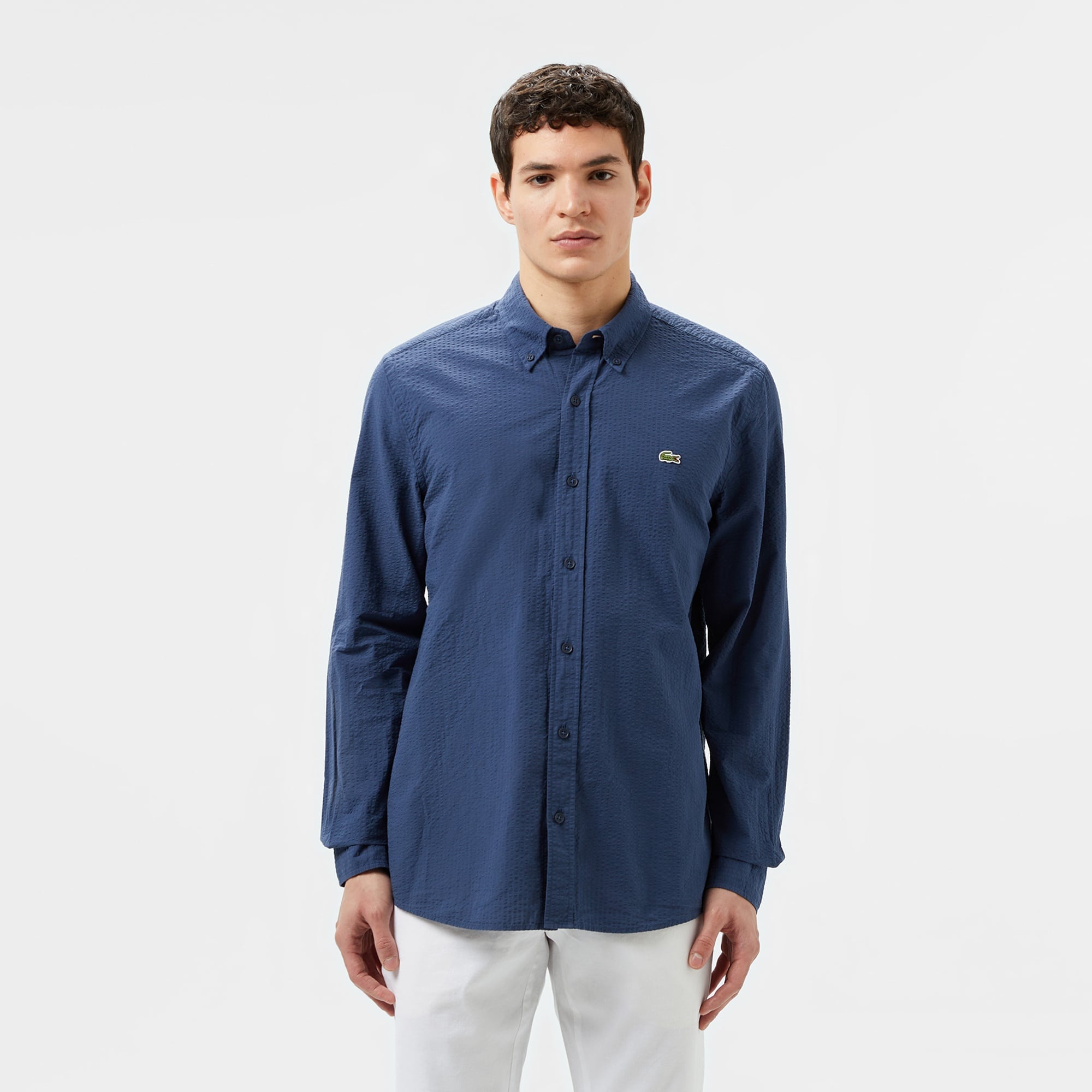 Lacoste Erkek Slim Fit Düğmeli Yaka Lacivert Gömlek