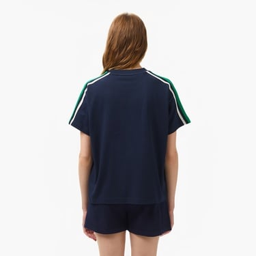  Lacoste Kadın Bisiklet Yaka Lacivert T-Shirt