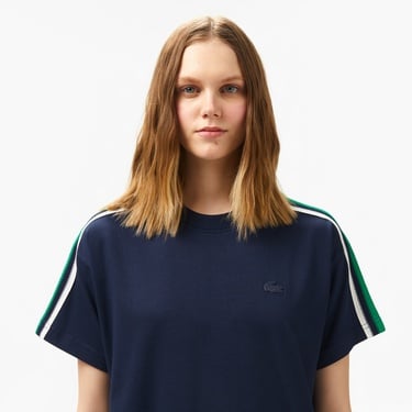  Lacoste Kadın Bisiklet Yaka Lacivert T-Shirt