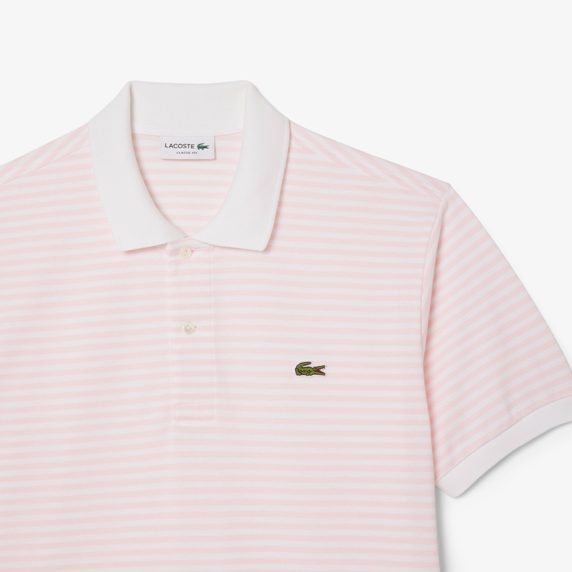 Lacoste L.12.12 Erkek Classic Fit Çizgili Pembe Polo